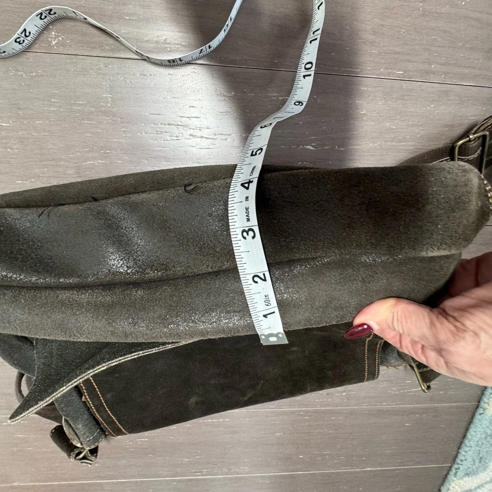 Vintage Brown Leather Rough Suede Messenger Bag Canvas /Leather Strap Men’s